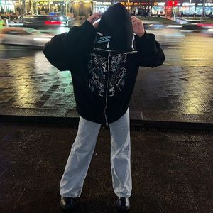 Nouveau sweat à capuche zippé entièrement orné de strass, coupe ample, tendance unisexe, automne/hiver 2023 - Product Image 5