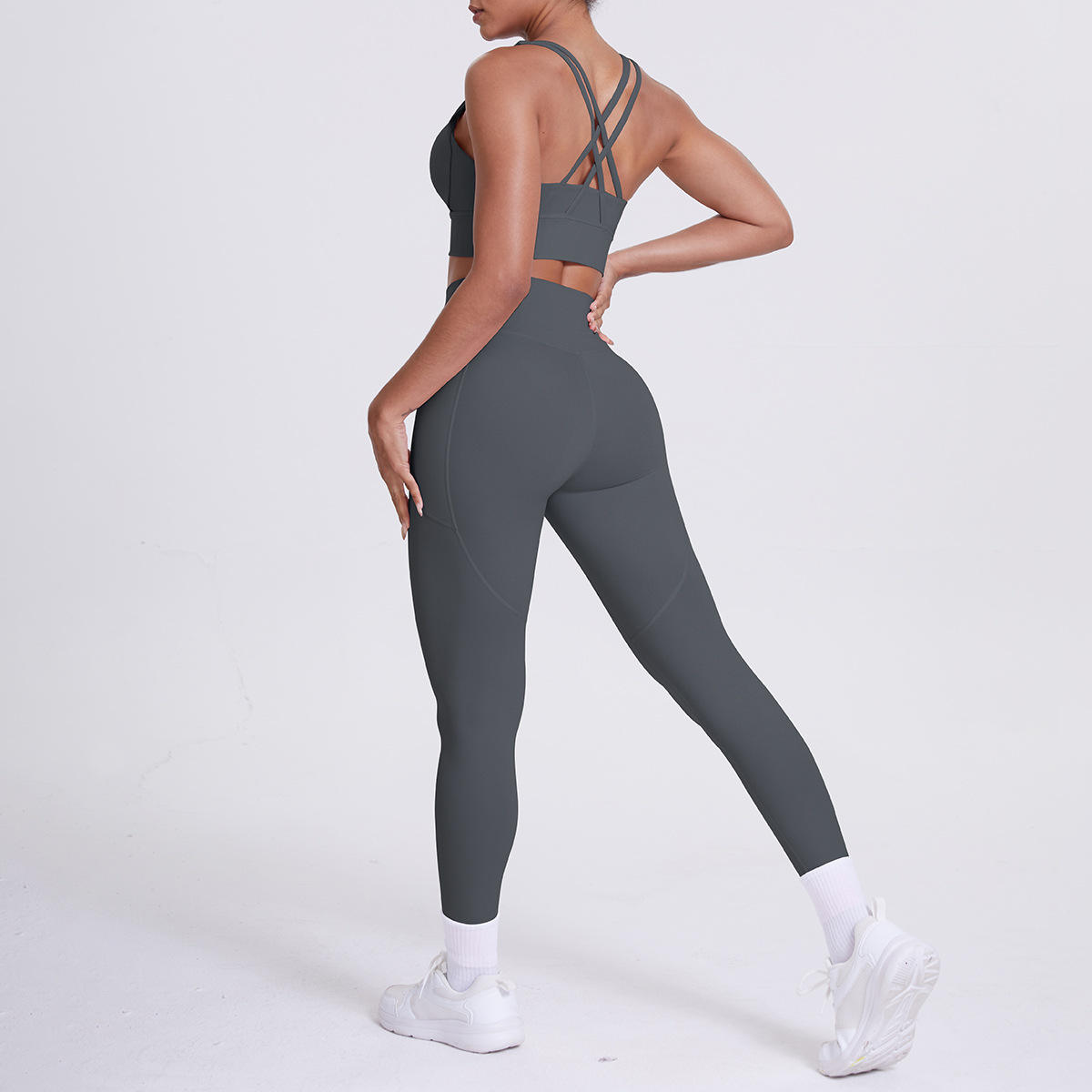 7113 บรา 7108 ชุดสูทกระเป๋า-สีเทากราไฟท์