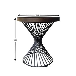 Mesa redonda de estilo industrial con tablero de madera y estructura de metal para sala de estar, dormitorio, oficina, fácil montaje - Product Image 3