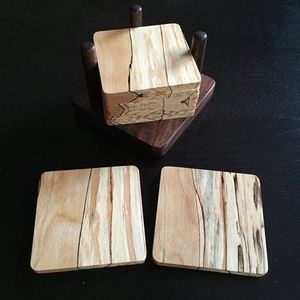 Exquisite Handmade Sample Natural <b>Wood</b> Coaster Set of 6 Pcs With Holder Unique Custom <b>Colour</b> Tea Cup Coasters at Wholesale - Product Image 1