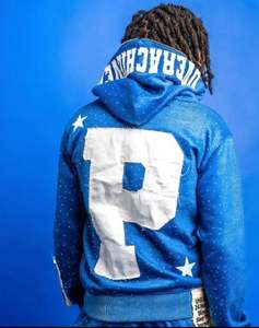 Survêtements à fermeture éclair en strass pour hommes survêtements à broderie en détresse ensembles sweat à capuche et pantalons survêtement à fermeture éclair en strass - Product Image 2