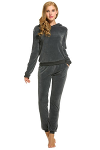 Chándal de terciopelo de talla grande para mujer, sudadera de manga larga acogedora con pantalones inferiores ajustables, cómoda para todo el día - Product Image 4