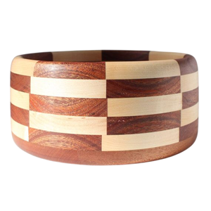Tazón de Madera Segmentado Hecho a Mano, Diseño de Tablero de Ajedrez, Tazón para Servir de Madera Mixta, Centro de Mesa Decorativo Único para Cocina, Decoración Ecológica para el Hogar - Product Image 1