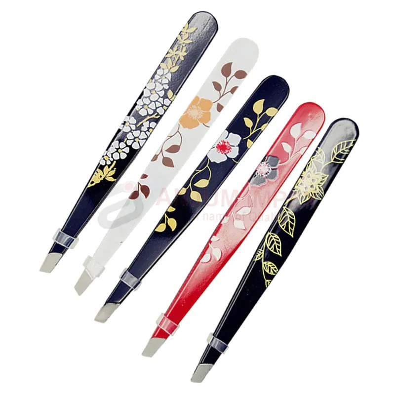 Your Own Logo Design Wholesale Good Quality eyebrow Tweezers Non-slip Slant Tip Hair Removal Makeup Tools By ANJUM IMPEX