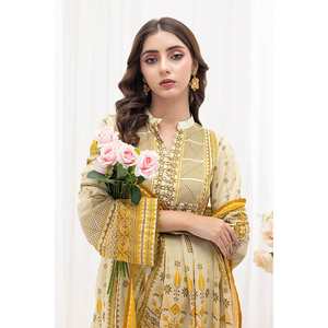 ชุดสูทผ้าลอน 3 ชิ้น สีมัสตาร์ดสำหรับผู้หญิง (แบบยังไม่เย็บติดกัน) - Product Image 2