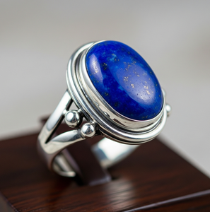 Luxury Bezel Set Natural Lapis Lazuli Rose Gold Plated Trendy Daily Wear Wedding Band <b>Ring</b> Third Party Certified Gift - Product Image 2