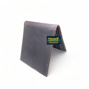 OEM หนังแว็กซ์แท้สีน้ำตาลเข้มกระเป๋าหลังแบบสั้นสำหรับผู้ชายกระเป๋าสตางค์แบบพับสองทบหลายแบบมีหลายแบบให้เลือก - Product Image 5