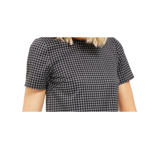 Maglia a maniche corte girocollo da donna Michael Kors a quadri neri, taglia L, con dettagli argento - Product Image 2