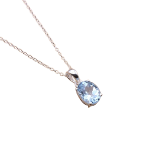 Tendance 925 argent Sterling bleu topaze pierre précieuse pendentif bijoux à la main argent Boho Style pendentif bijoux pour femmes cadeau filles - Product Image 1