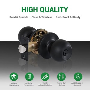 Bouton de porte rond noir élégant pour portes intérieures et extérieures Poignée élégante pour bureau à domicile chambre Quincaillerie moderne durable - Product Image 3