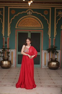 Dernier Designer Pure Rayon Gamthi Patch Woork Anarkali Robe Par FabZone - Product Image 5