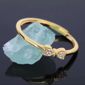 Genuine 925 Sterling Silver <b>Bow</b> Ring CZ Pave Minimalist Thin Gold Ring Vintage Style Jewelry Elegant Dainty Ring For Women <b>Gift</b> - Product Image 5