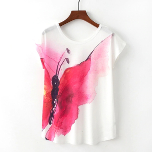 Camiseta de diseñador de algodón 100% para mujer con logotipo personalizado Patrón sólido Ropa de punto de talla grande - Product Image 1