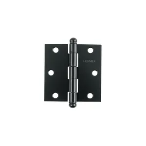HERMEX nero opaco in acciaio inox cerniere quadrate 3 'scatola di 10 teste rotonde per la casa officina bagno palestra mobili - Product Image 1