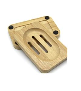 Paquete de 2 jaboneras de bambú, barra ranurada, jabonera, protector de madera, caja de jabón para baño, bandeja para manualidades - Product Image 1