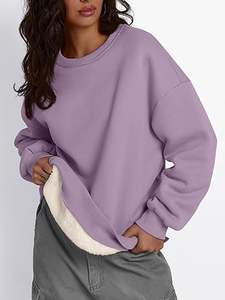 เสื้อสเวตเชิ้ตผู้หญิงคุณภาพสูง ผ้าฟลีซ สวมใส่ได้ทุกวัน สกรีนโลโก้ได้ สีงาช้าง คอเต่า ทรงโอเวอร์ไซส์ เนื้อผ้าหนา - Product Image 5