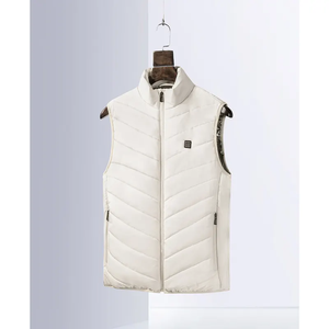 Gilet unisexe sur mesure pour l'hiver et l'automne, col montant, fermeture éclair, motif décoratif, design uni, toile, prix bas, OEM - Product Image 1