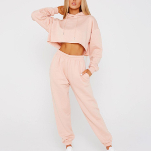 Conjuntos Deportivos Personalizados para Gimnasio para Mujer, Novedad de Invierno, Sudadera Corta con Capucha y Pantalones Jogger para Ejercicio al Aire Libre - Product Image 2