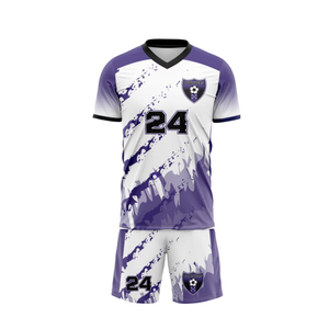 Nouvelle conception de maillot de football imprimé par sublimation, uniforme d'équipe personnalisé, col en V, manches courtes, séchage rapide, respirant, tissu 100% polyester de haute qualité - Product Image 3