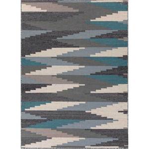 พรมขนสัตว์สีน้ำเงินแบบแบนลายเบดูอิน รุ่น ADWL-13120 สำหรับใช้ในบ้าน ลายแบบนามธรรม - Product Image 1