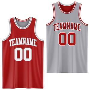 Directamente de la marca Engro Sports Custom Red White-Grey Reversible Double Side Sublimation Basketball Suit Jersey - Product Image 1