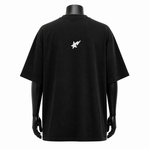 T-shirt noir surdimensionné personnalisé, motif abstrait œil-fleur, streetwear, coton, tee-shirt homme, impression artistique minimaliste, haute qualité - Product Image 2
