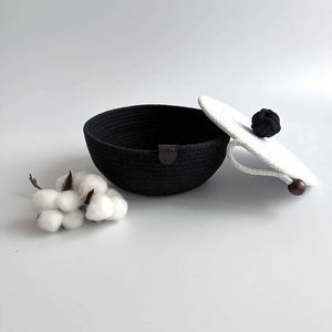 Panier de rangement en pur coton de forme ovale en gros avec robinets en cuir taille personnalisée pour le bureau ou la maison pour les vêtements - Product Image 5