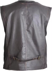 Chaleco de Cuero Vacuno de Alta Calidad, Transpirable, Ecológico, Personalizado, Ropa Exterior para Hombre, Informal, Invernal, Sin Mangas, con Múltiples Bolsillos - Product Image 6