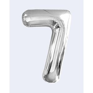 <b>Silver</b> Metallic Number 7 Foil <b>Balloon</b> 45cm Party Decoration - Product Image 1