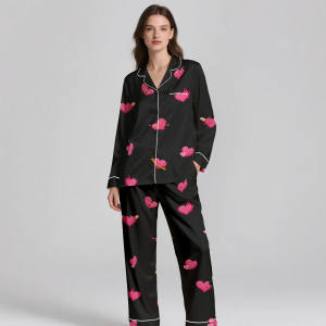 Luxury <b>Women's</b> <b>Silk</b> Satin Pajamas Set | 120-150 GSM Breathable ODM Sleepwear for Summer & Spring Customizable - Product Image 3