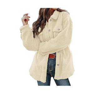 แจ็กเก็ตขนแกะเชอร์ปาสำหรับผู้หญิงอินเทรนด์ฤดูหนาวเสื้อโค้ทที่อบอุ่นมีกระเป๋าโอเวอร์ไซส์และกระดุมปิดเสื้อนอกให้ความอบอุ่นสำหรับฤดูหนาว/ฤดูใบไม้ร่วง - Product Image 4