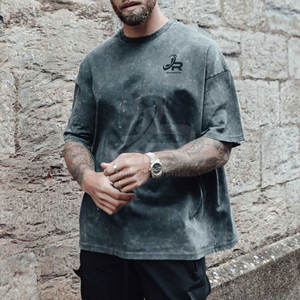 Camisetas de Hombre con Lavado Ácido, Diseño Nuevo 2025, Logotipo Personalizado, Venta al por Mayor, Camisetas de Hombre Cómodas con Lavado Ácido - Product Image 4