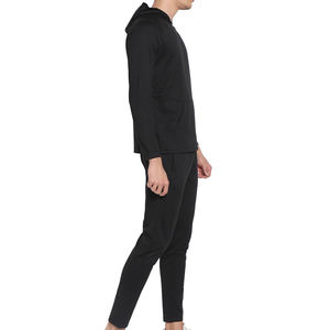 Conjuntos Deportivos de Alta Calidad Personalizados en Negro Sólido con Capucha para Hombre y Mujer, Largos, 100% Algodón, Forro Polar Transpirable para Invierno - Product Image 2