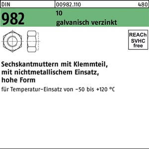 น็อตหกเหลี่ยม DIN 982 M16 เหล็กชุบสังกะสีด้วยไฟฟ้า 50 ชิ้น - Product Image 1