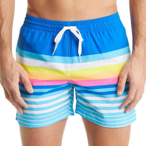 Shorts de Baño Personalizados para Hombre, Diseño Multicolor a Rayas, Secado Rápido, Impermeables, Transpirables, con Protección UV y Cierre con Cordón - Product Image 2