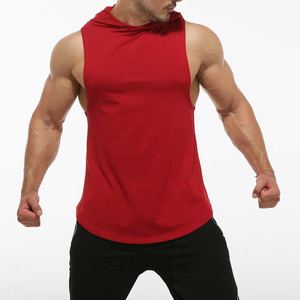 Hommes Workout Débardeurs à capuche Sports Bodybuilding Stringer Cap and Pocket Muscle T Shirt Hommes Sleeveless Gym Hoodies - Product Image 3