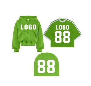 00% Cotton Custom Street Wear Hoodie for Men Women Boxy Design with Rhinestone Letter Pocket Solid Pattern Winter Heavy <b>Beanie</b> - Product Image 2