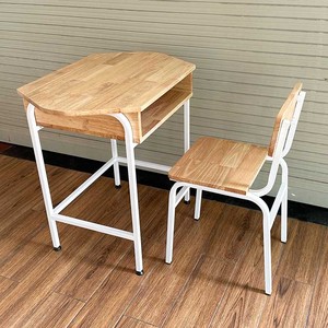 Conjunto de Silla y Escritorio Escolar Individual de Diseño Moderno y Cómodo, Madera de Caucho, Patas de Hierro, Estructura de Acero, Uso General, Muebles Escolares-BGHS001 - Product Image 4
