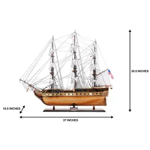 نموذج هيكل السفينة USS Constitution مرصع بمقاس 80 سم طبق الأصل خشبي مصنوع يدويًا | تتوفر عينات