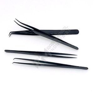 Pinzas para pestañas de acero inoxidable con etiqueta privada RMI, punta de fibra, instrumentos de belleza, herramienta de maquillaje, pinzas para pestañas con punta de fibra con logotipo personalizado - Product Image 3
