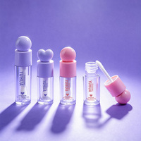Flacon de brillant à lèvres en forme de cœur rose et violet avec applicateur à grande brosse, 4ml 5ml 6ml, tube en plastique AS pour baume à lèvres et rouge à lèvres