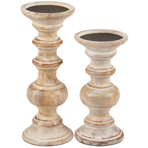Juego de portavelas de madera encalada de madera de alta calidad, soporte de Pilar rústico Vintage, decoración del hogar, centro de mesa, regalo de boda - Product Image 2