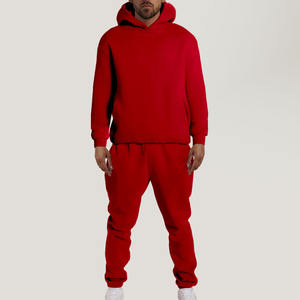 Haute qualité 100% coton deux pièces pantalons de survêtement et sweat à capuche ensemble hommes personnalisé coton lourd 400Gsm pull à capuche hommes survêtements - Product Image 4