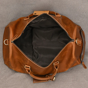 Leather Duffel <b>Bag</b> Weekender <b>Travel</b> <b>Bag</b> With Zipper Closure And Adjustable Strap Brown Durable Design - Product Image 2