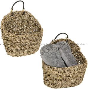 Vietnam Bulk Export Set 2 Wholesale New Design Hanging Seagrass <b>Shelf</b> Rack Vintage Seagrass Straw <b>Shelves</b> Hanging <b>Basket</b> - Product Image 1