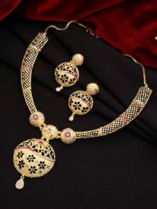 Gargantilla de cadena de caja ortodoxa de lujo, conjunto de collar y pendientes, joyería de moda moderna, Latón chapado en oro - Product Image 2