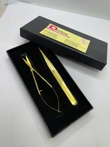 Las mejores pinzas para pestañas de acero sostenible Dorlon, Punta puntiaguda chapada en oro de Plasma negro, precisión antiestática, pestañas fáciles de usar - Product Image 5