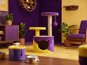 Amistar Azure Rainbow Classic Jute Cat Tree-Premium 3-<b>Level</b> Eco-Friendly Indoor Cat Scratcher Colorful Sisal Post Fun Carton - Product Image 6