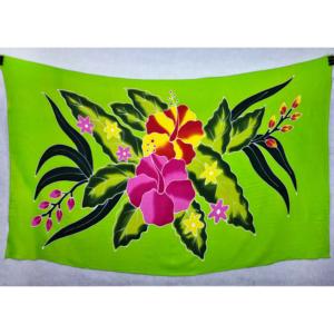 Sarongs hawaïens peints à la main en rayonne de qualité supérieure, paréo, vente en gros personnalisée, vêtements de plage, couverture, îles du Pacifique, HPSU003-01-180 - Product Image 1