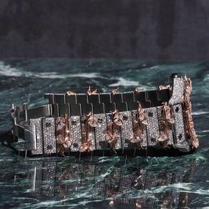 Montre ETA de qualité personnalisable en moissanite, design épineux, sertissage complet, cadran romain, montre mécanique de luxe durable pour - Product Image 5